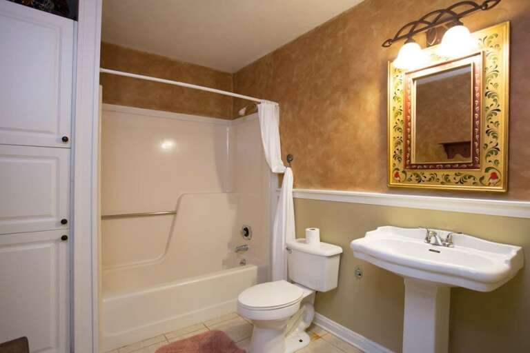 It has a private full bath.