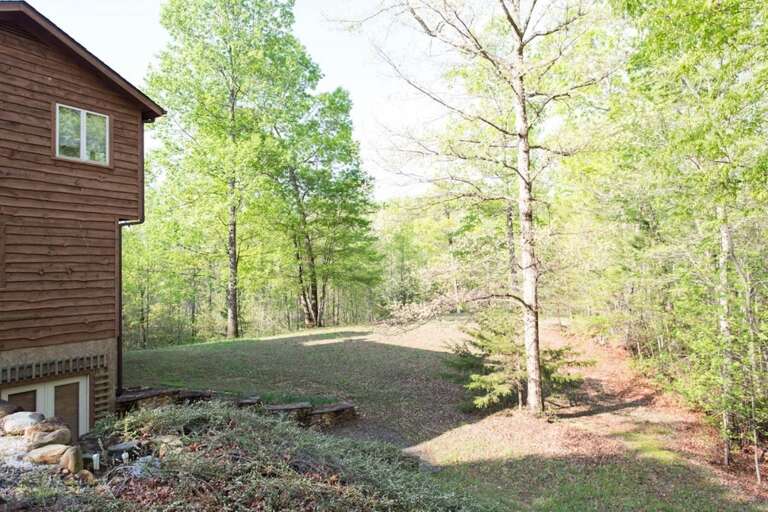 There is a nice backyard. There is a nice backyard.