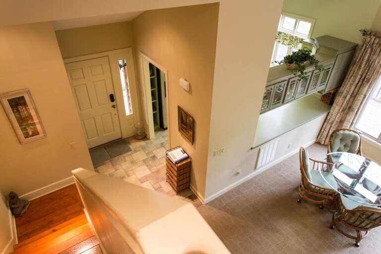 From the steps you can appreciate the sloped architecture of the home.