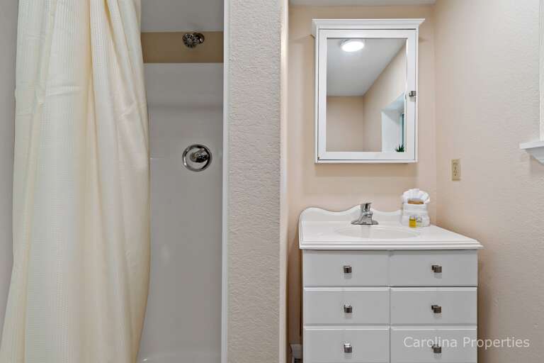 Downstairs bathroom with walk in shower Downstairs bathroom with walk in shower