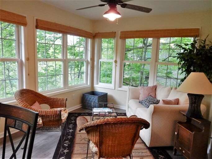 Just beyond the dining area is a lovely spot to sit and relax.