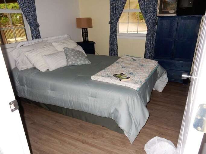 The second bedroom has a queen bed. The second bedroom has a queen bed.