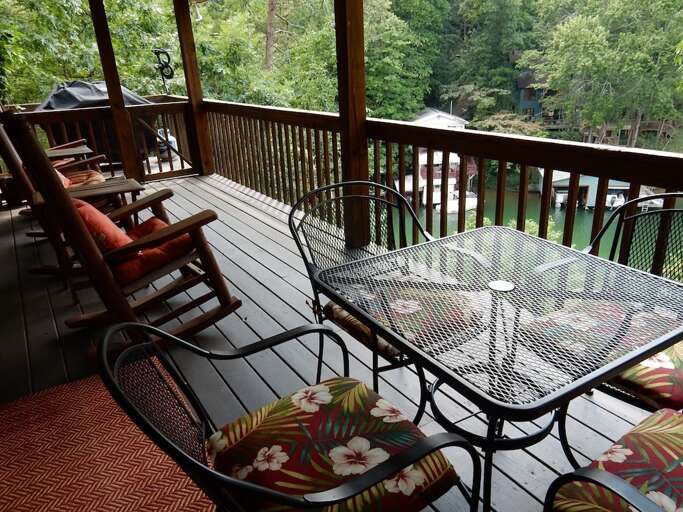 There is a gas grill for guest use. Just imagine rocking and looking out at this view. There is a gas grill for guest use. Just imagine rocking and looking out at this view.