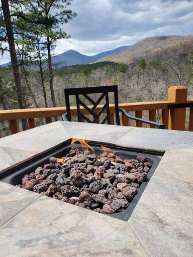 Fire table on main level deck Fire table on main level deck