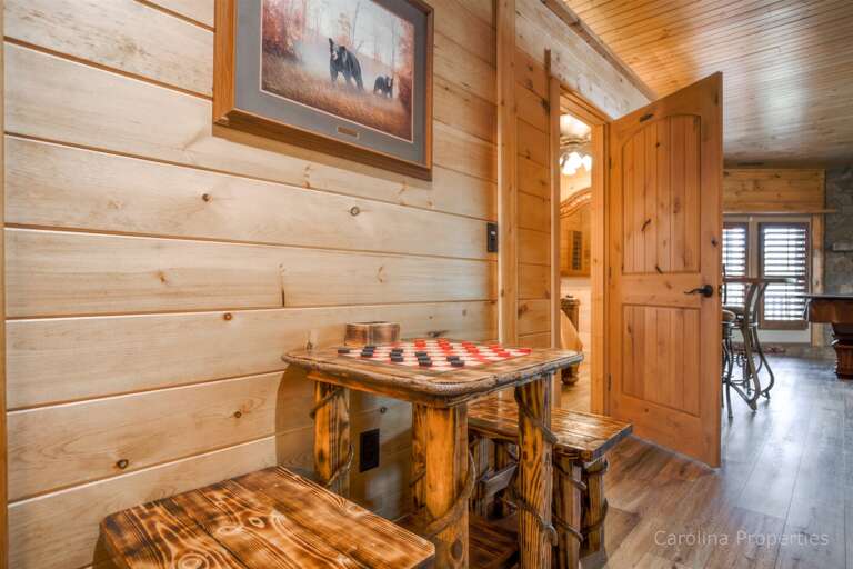 Checker table in the lower level hall Checker table in the lower level hall