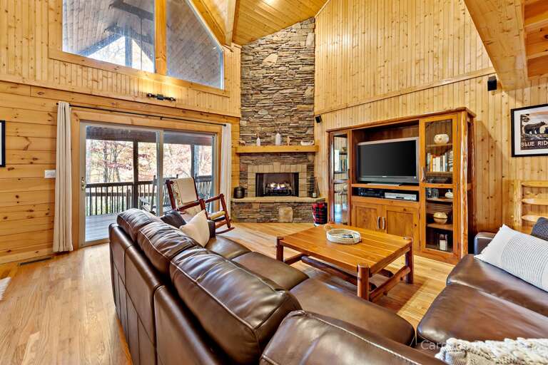 Living room with a fireplace