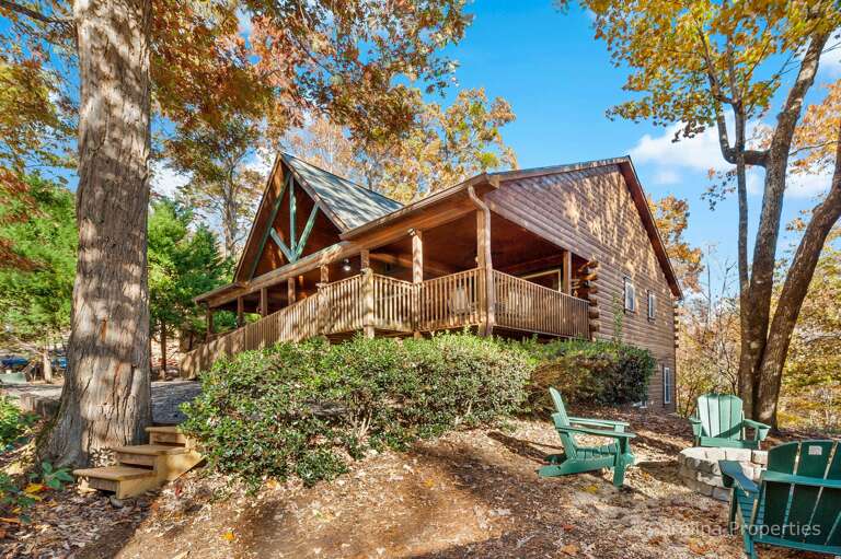 View of the fire pit and the home
