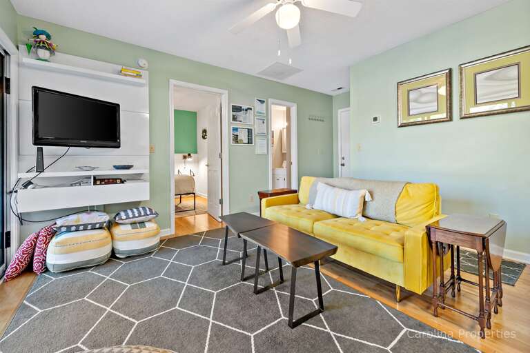 Living area with a TV