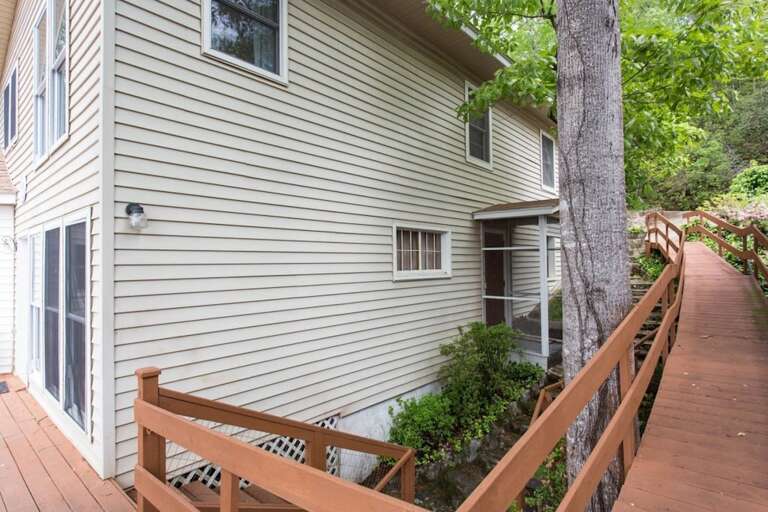 You can continue on the ramp alongside the home to the road. You can continue on the ramp alongside the home to the road.