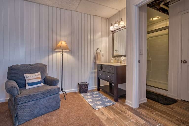 Lower level full bath with walk in shower