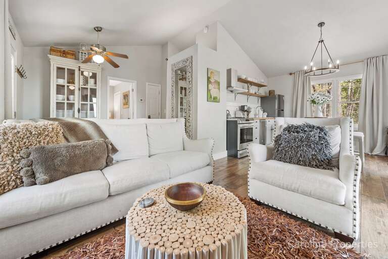 Cozy living room located off the kitchen