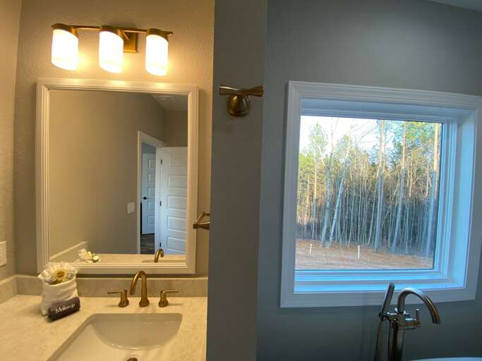 Sinks on either side of the tub