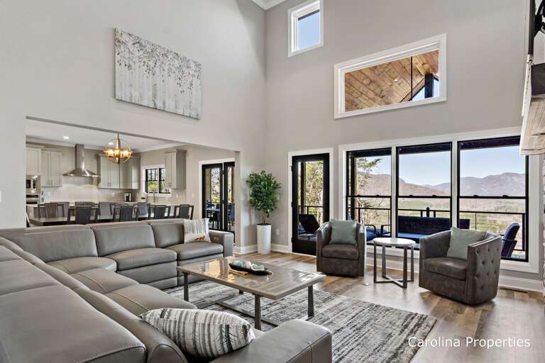 Large living room with  vaulted ceilings