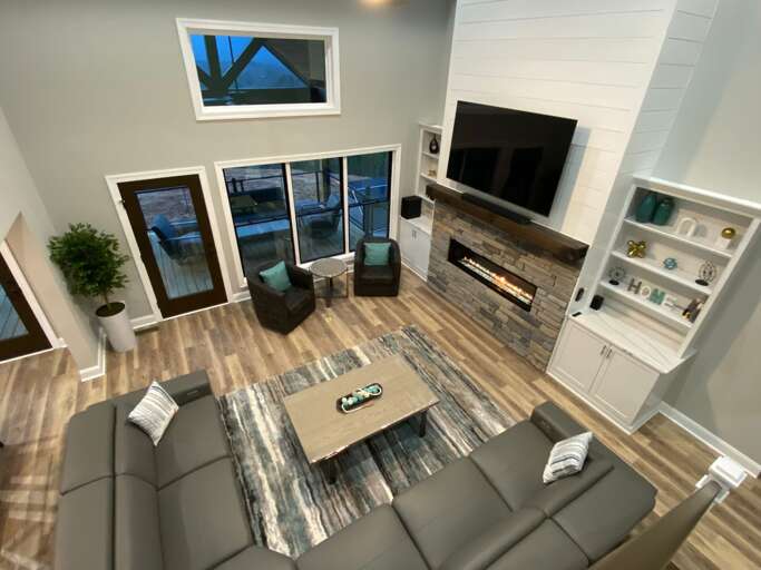 View of the living room from upstairs