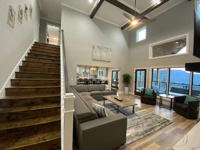 Head up the stairs to the upper level