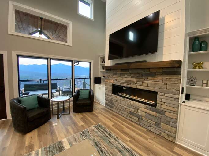 Large TV over the fireplace