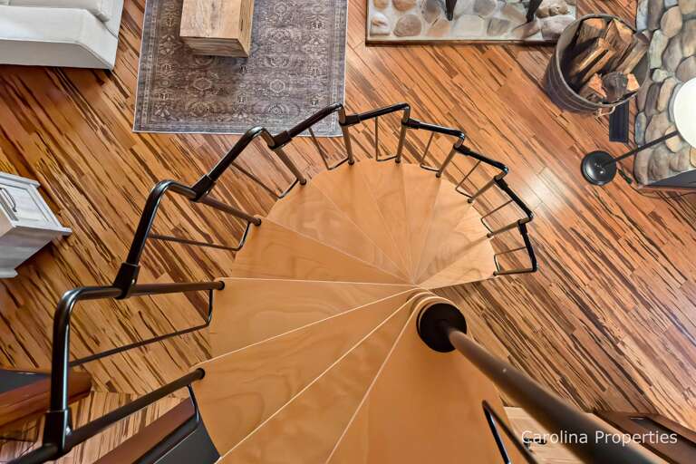 Spiral staircase leading to the loft