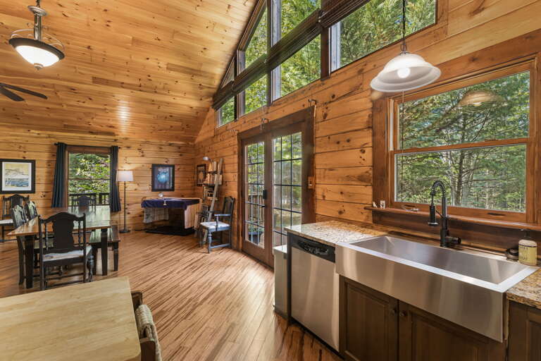 View of kitchen and dining area