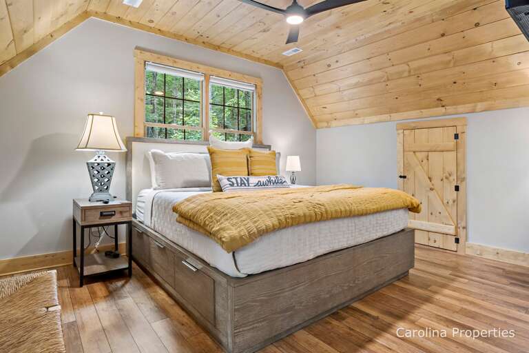 Upper-level king bed