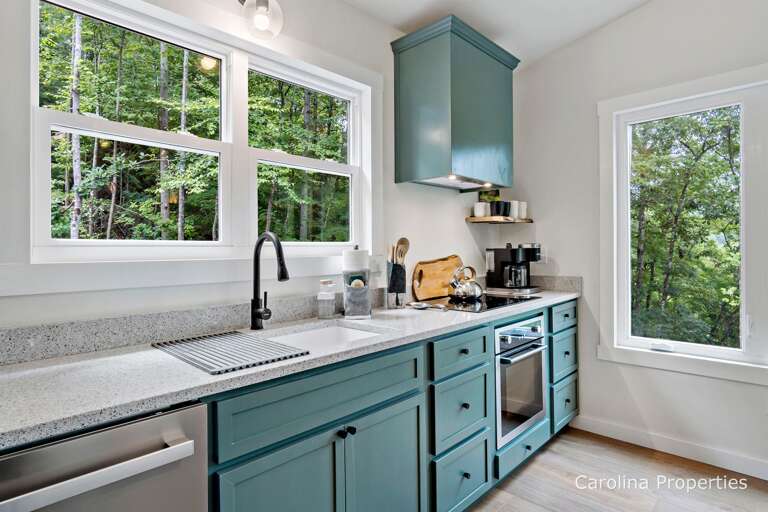 Kitchen windows let in plenty of light