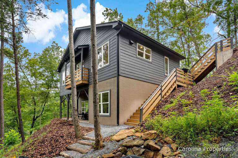 Stairs down to the fire pit