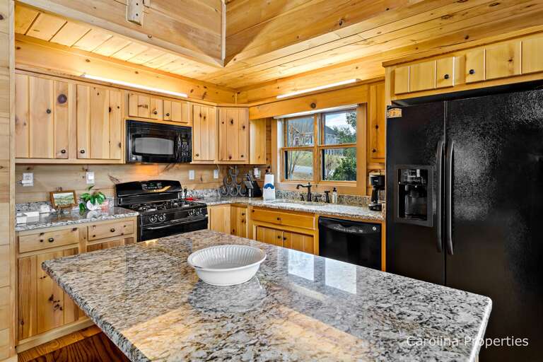 Large kitchen island with 2 bar stools
