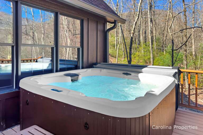 Hot tub located on the deck