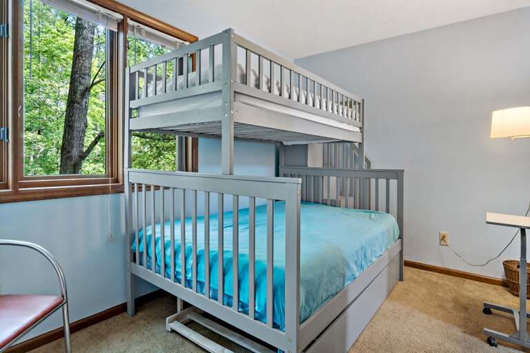 Bedroom with bunk set, twin and full