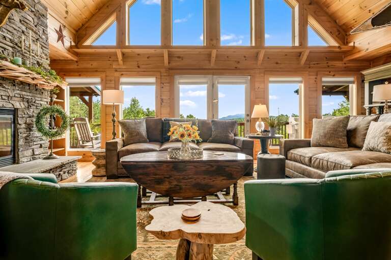 A wall of windows in the main level living area