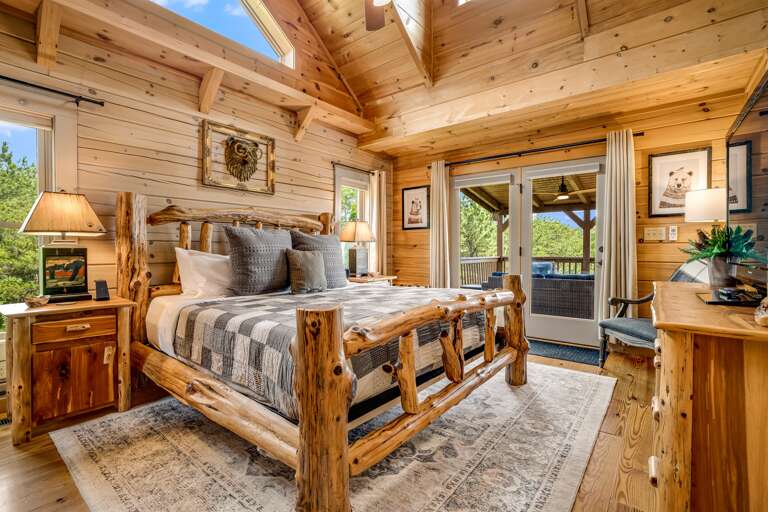 Main level master bedroom with king size bed.