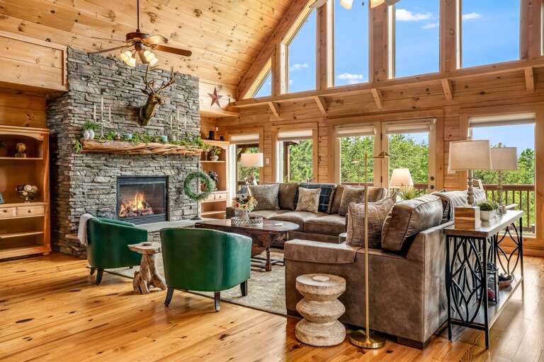 Gather around the fireplace with plenty of cozy seating (fireplace not operational June through August)