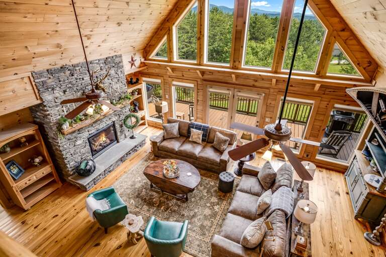 View of the living area from the loft.