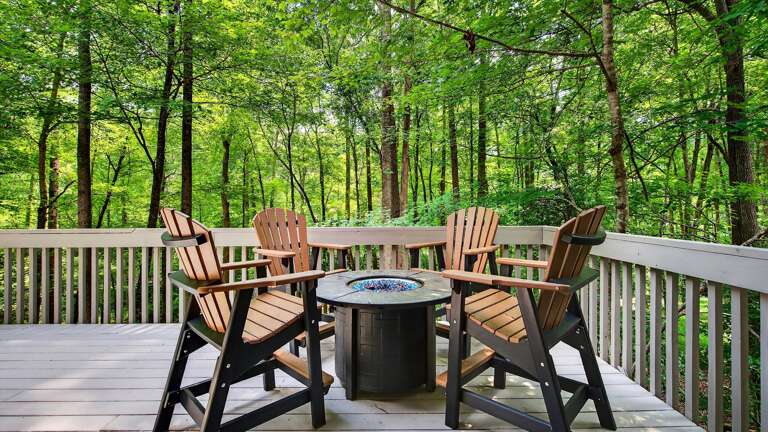 Sit around the fire table.