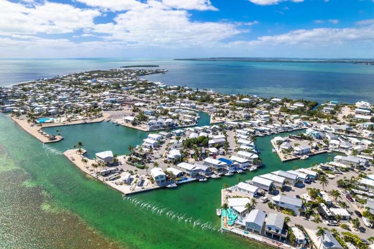 Aerial View Of A Coastal Residential Area With Canals
