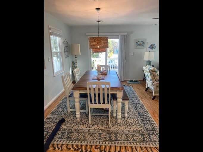 Dining area with deck access Dining area with deck access