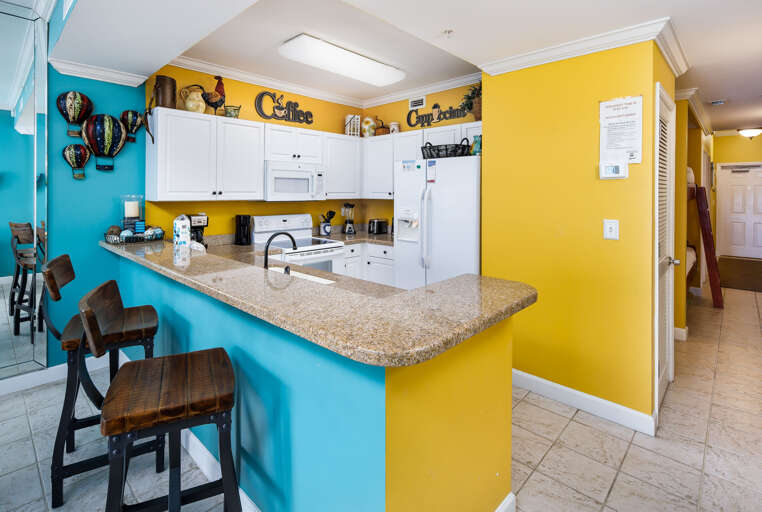 You have extra cooking space here. The smooth range stove makes cooking a breeze. Fun & cheerful decor throughout to pick up your spirits-after all, you are in PARADISE! You have extra cooking space here. The smooth range stove makes cooking a breeze. Fun & cheerful decor throughout to pick up your spirits-after all, you are in PARADISE!