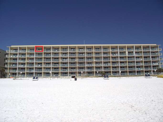 Red square marks unit 611 location in the building. This is the view from the beach, so you know where you'll be in regards to the entire building.