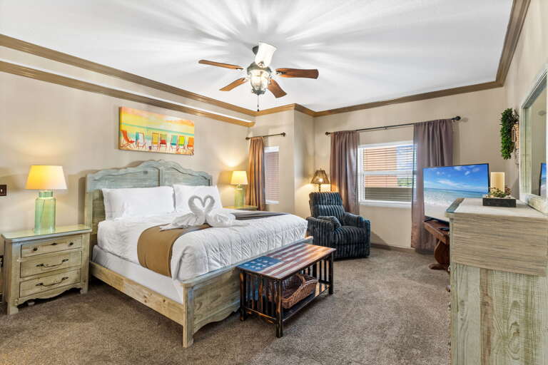 Extra seat for reading at night. Spacious master suite for max comfort. 