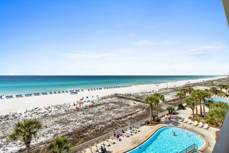 Featuring the property's large pool!