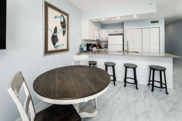 With additional seating at the breakfast bar