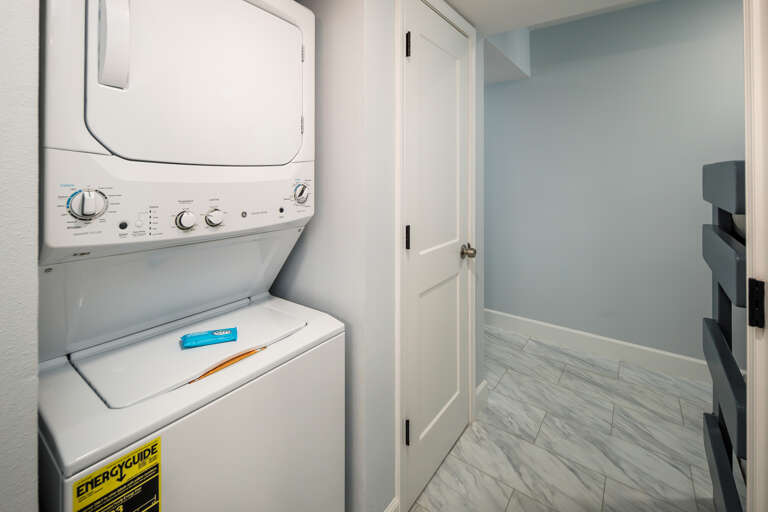 Washer and dryer in the condo for your laundry needs.
