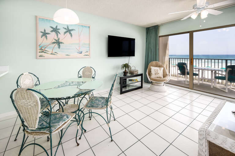 Enjoy a meal at the dining room table.