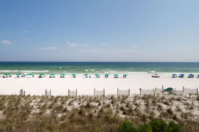 See those beach chairs and umbrellas? One set comes with the rental DAILY during season. Compliments of Brooks and Shorey Resorts!