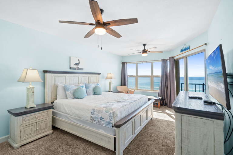 After awakening from your king sized bed, walk out onto your private balcony and watch the sunrise.