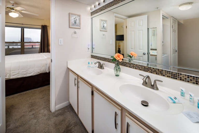 His and hers sinks with plenty of room to get ready!