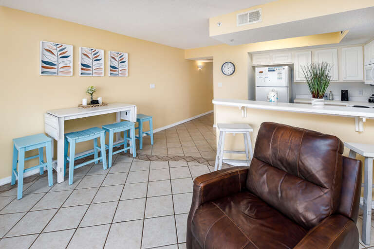 The dining area is just the right size to enjoy a meal, prepared in the full kitchen provided or from one of our many great local restaurants.