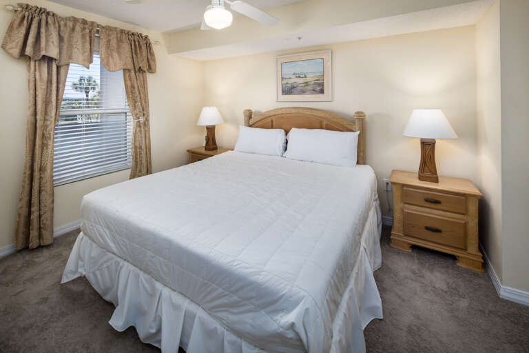 The bedroom has a King bed.