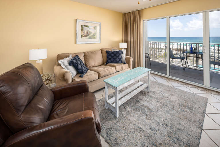 Stretch out on the sofa or curl up in the recliner - either way makes a comfy spot to watch TV or the gulf. Plus, the sofa is a queen sleeper, perfect for extra guests.