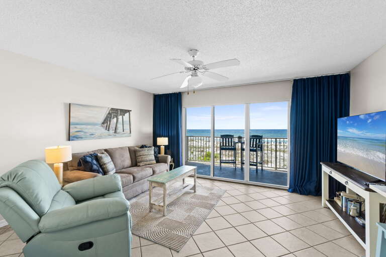 Stretch out on the sofa or curl up in the recliner - either way makes a comfy spot to watch TV or the gulf. Plus, the sofa is a queen sleeper, perfect for extra guests.
