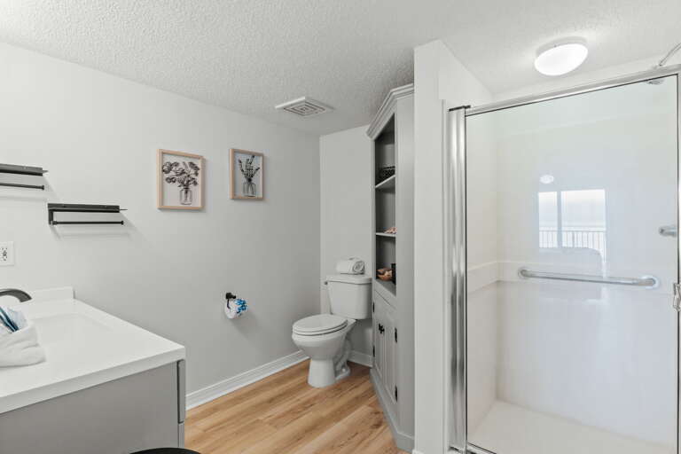 This master bath has a walk in shower